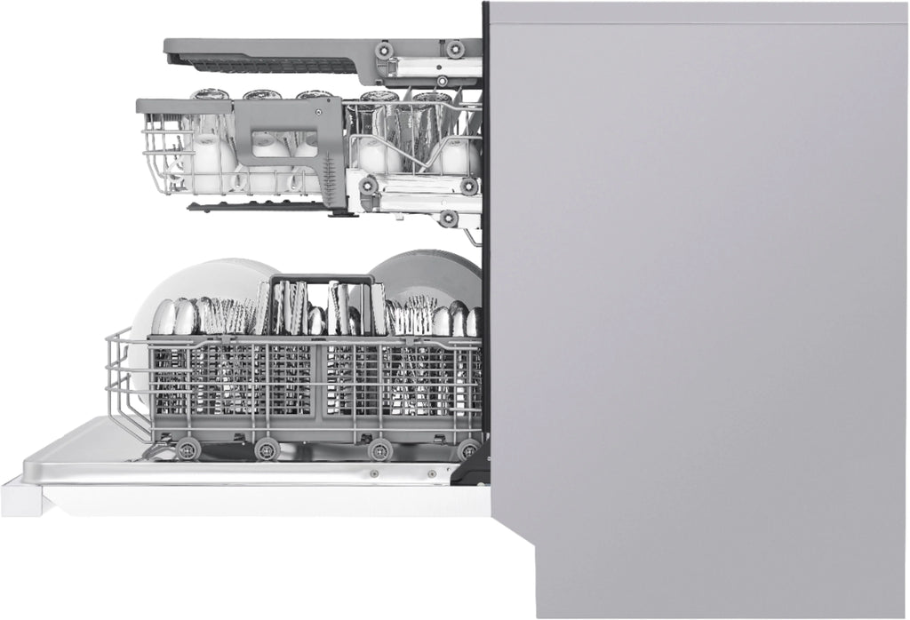 LG - 24 Front Control Smart Built-In Stainless Steel Tub Dishwasher with 3rd Rack, QuadWash, and 48dba - White