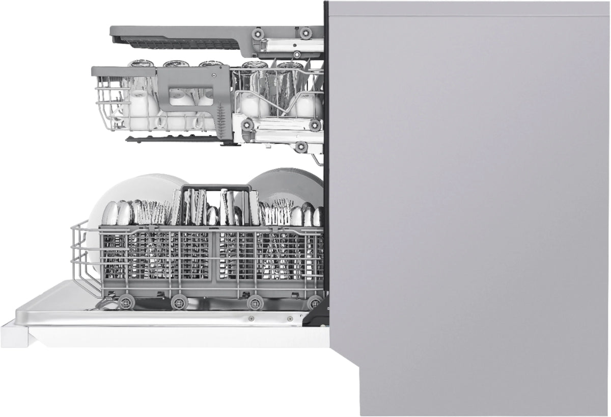 LG - 24 Front Control Smart Built-In Stainless Steel Tub Dishwasher with 3rd Rack, QuadWash, and 48dba - White