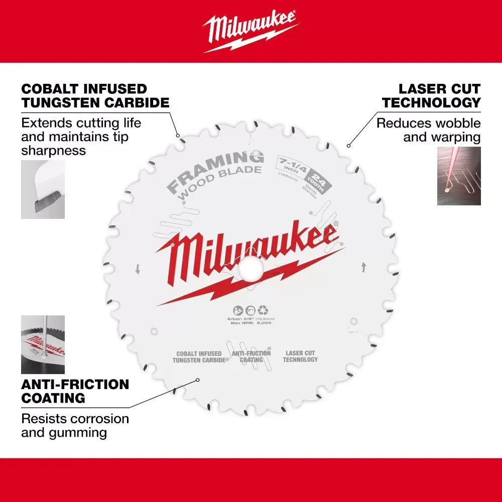 Milwaukee 2732-20SB M18 FUEL 18V 7-1/4 Circular Saw w/ 25 Saw Blades
