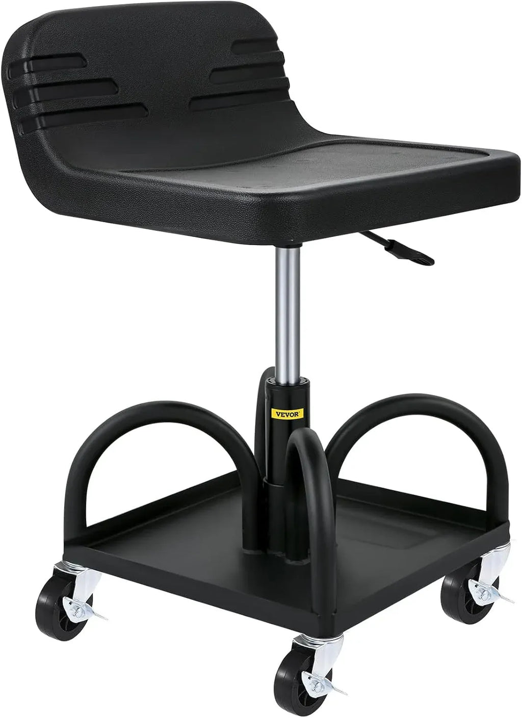 Mobile Rolling Seat, 300LBS Capacity, 15.7 to 20.5 Adjustable Height, Mechanic Rolling Stool with Swivel Wheels and Tool Tray, for Workshop, Auto Repair Shop, Black