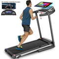 Simpfree Treadmill with 10 HD TV Movie Touchscreen and 3D Virtual Sports Scene, 0.5-9.0 mph/h & 3.25HP Electric Treadmill with Incline for Home（Black）