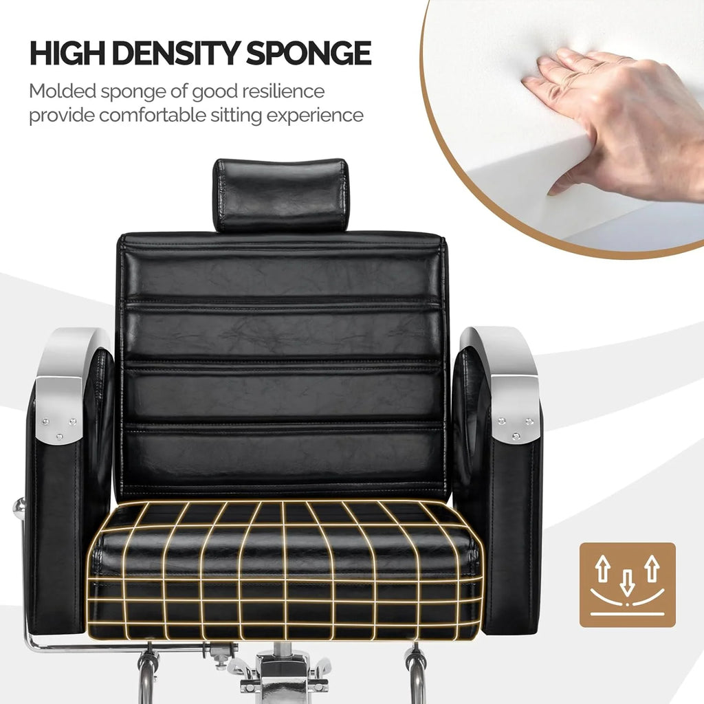 OmySalon All Purpose Salon Chair with Reclining Back, Stylist Chairs for Salon, Hydraulic Barber Chair Heavy Duty Hair Chair for Shampoo Makeup Threading Waxing