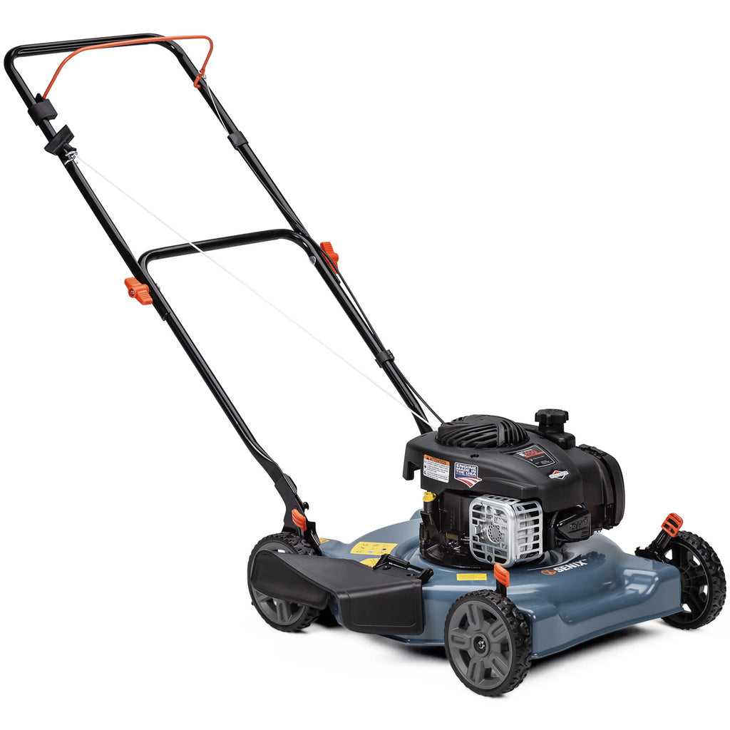 SENIX 20-Inch Gas Lawn Mower, 125 cc 4-Cycle Briggs & Stratton Engine, Push Lawnmower with Side Discharge, 5-Position Height Adjustment, LSPG-L3