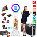 Portable iPad Photo Booth,Selfie photobooth Machine and Sharing Station for 10.2 10.9 11 12.9 iPad,LCD Screen,RGB Ring Light,Remote Control, Adjustable Stan with Flight Case for Parties,Exhibition