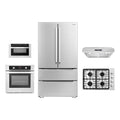5 Piece Kitchen Package With 36 Gas Cooktop 30 Under Cabinet Range Hood 24 Single Electric Wall Oven 24 Built-In Microwave Drawer & French Door Refrigerator