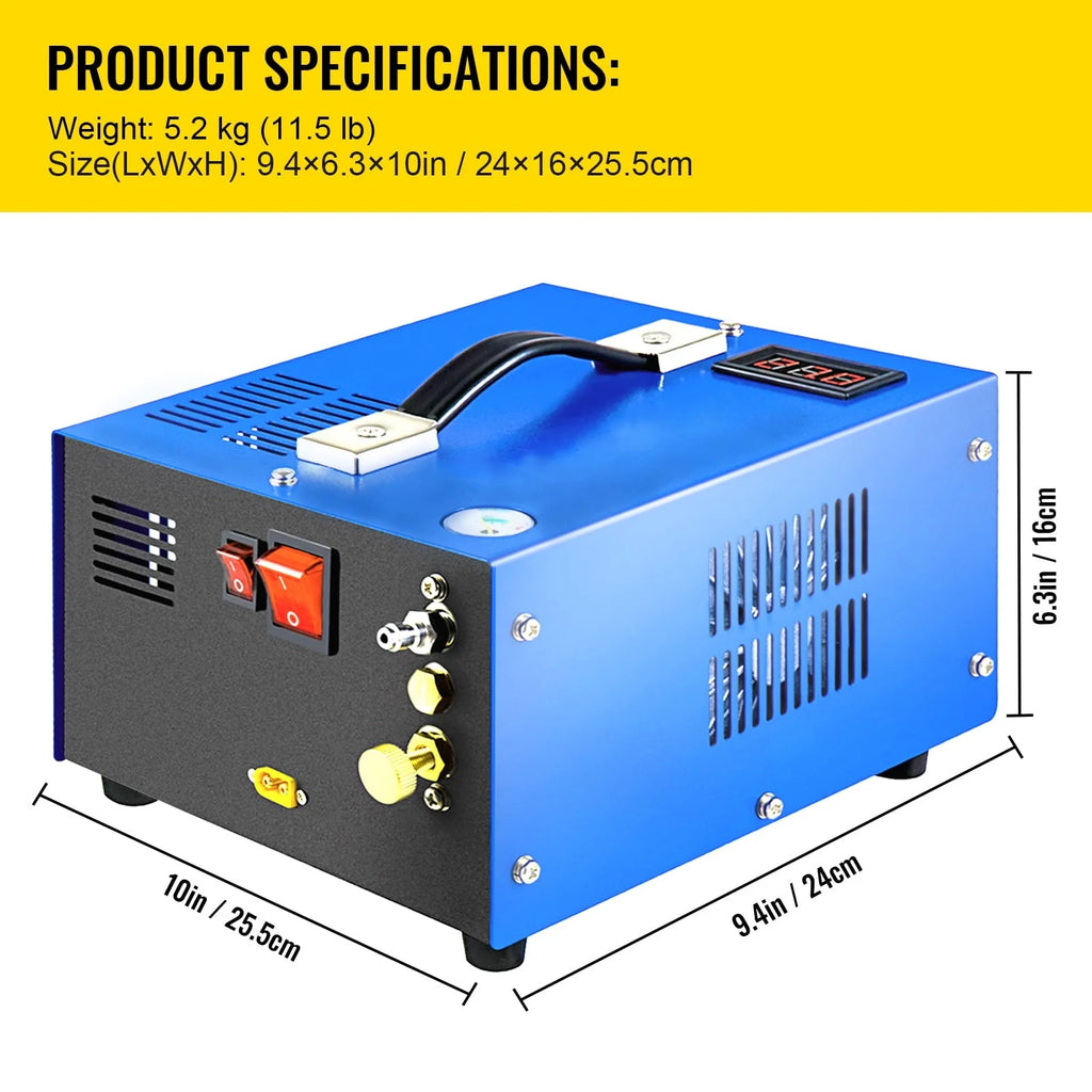 BENTISM PCP Air Compressor Scuba Compressor 4500PSI Manual-Stop 12V/110V w/Adapter
