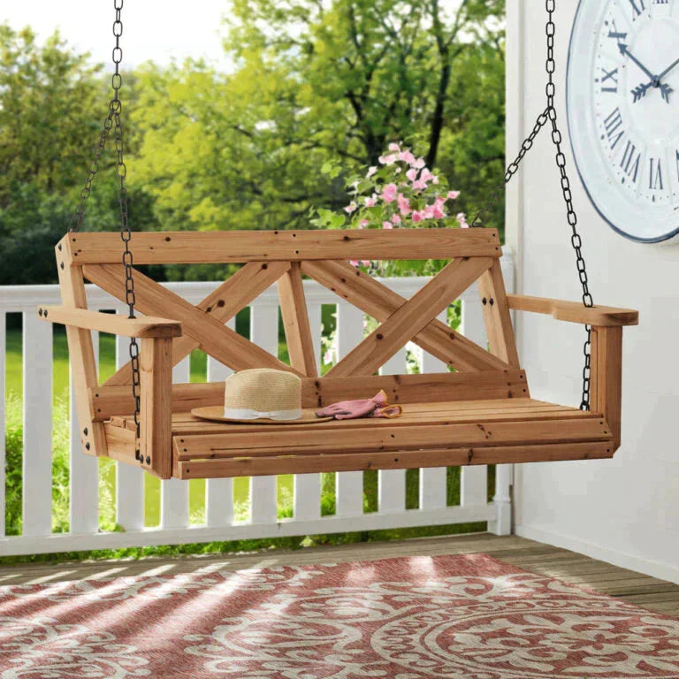Cedar Farmhouse Porch Swing Light Brown