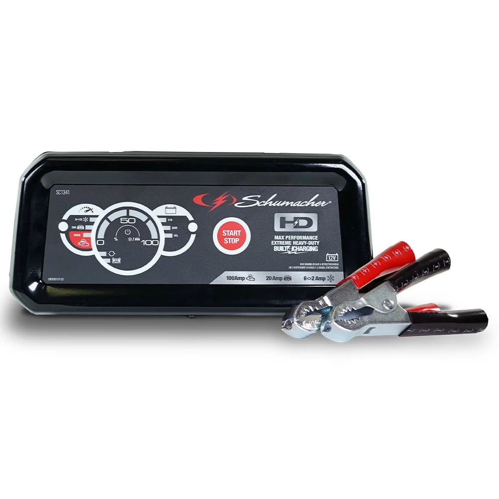 Schumacher Fully Automatic Battery Charger, Engine Starter, Maintainer and Auto Desulfator- 100 Amp/20 Amp, 12V