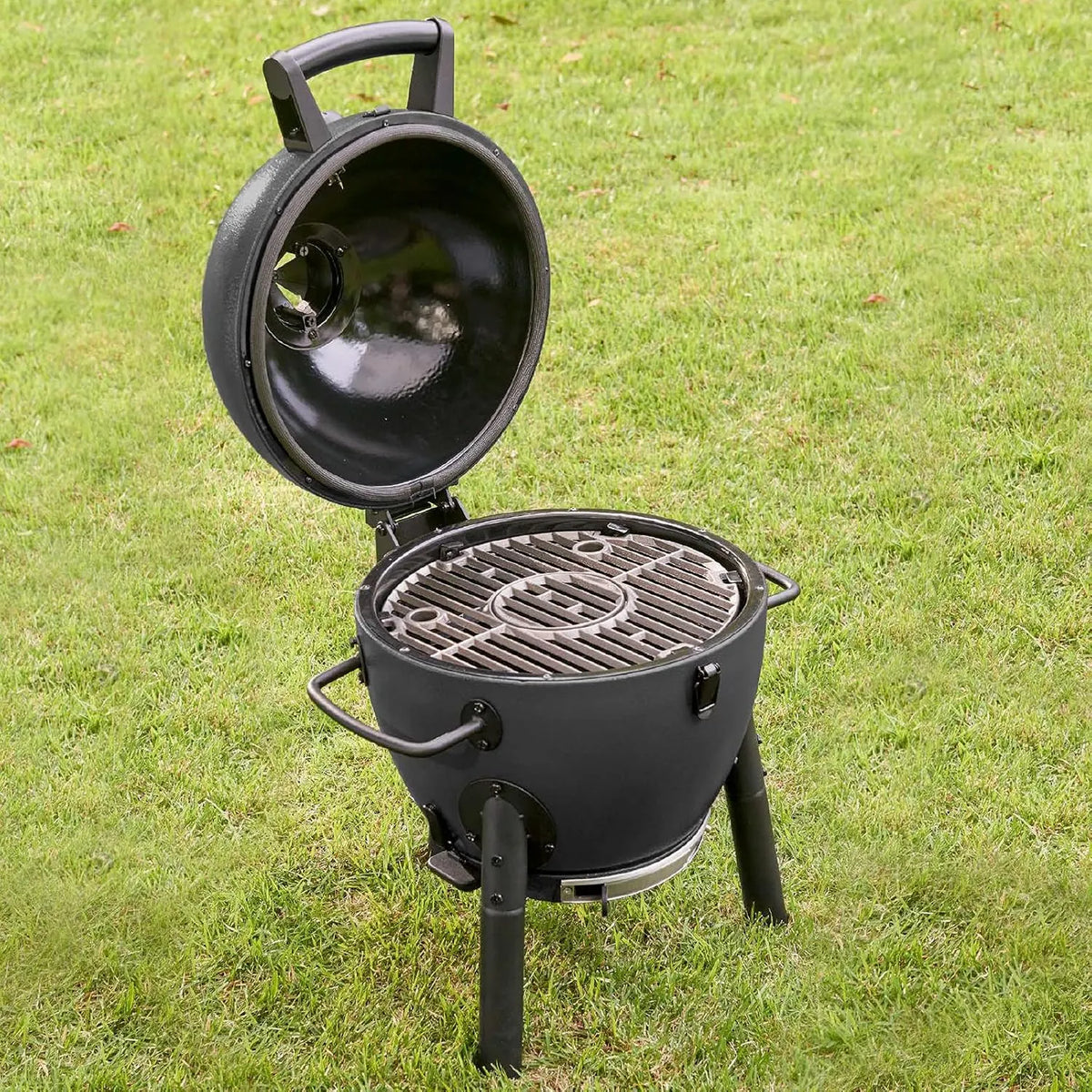 Char-GrillerÂ® AKORNÂ® Jr. Portable Kamado Charcoal Grill and Smoker with Cast Iron Grates and Locking Lid with 155 Cooking Square Inches in Ash, Model E86714