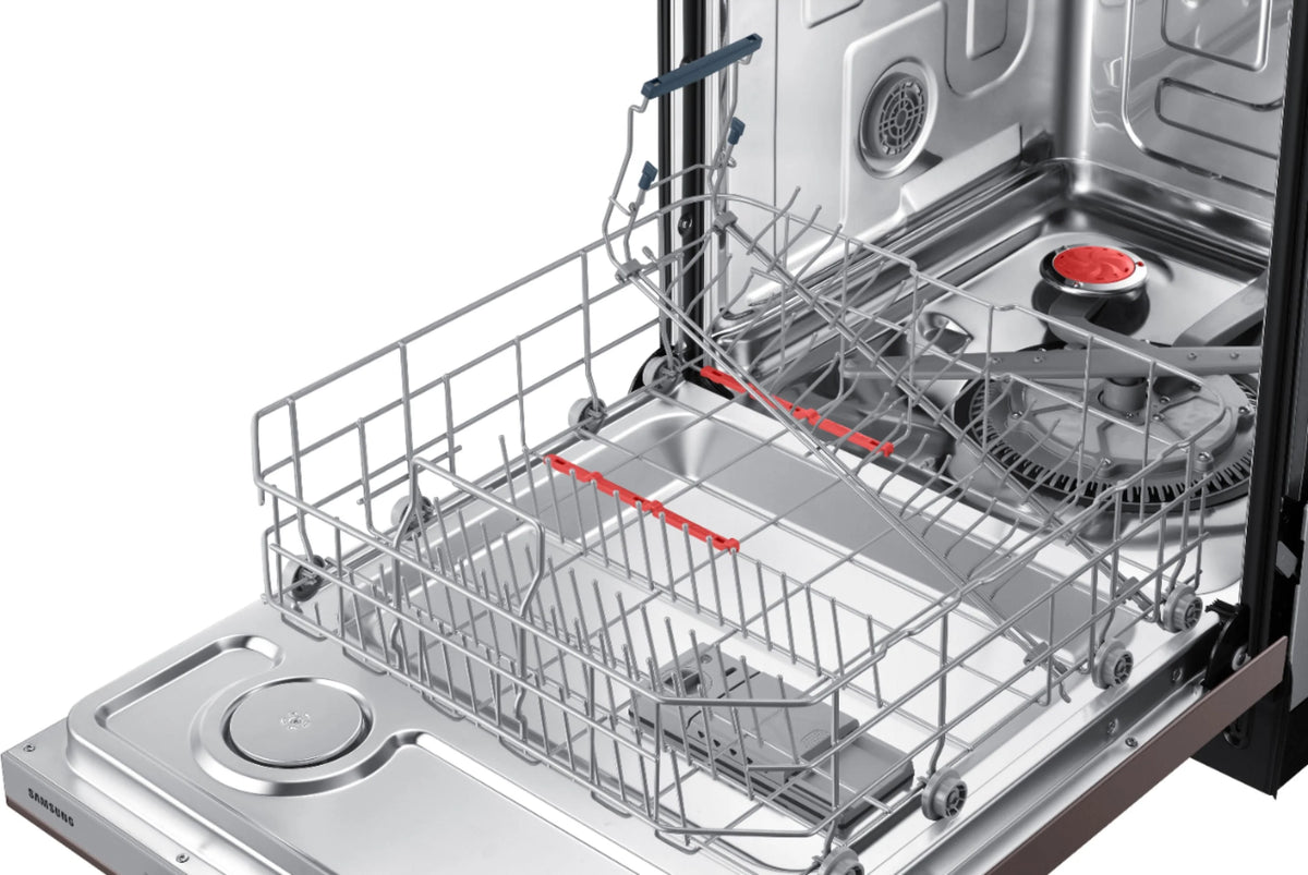 Samsung - StormWash 24 Top Control Built-In Dishwasher with AutoRelease Dry, 3rd Rack, 48 dBA - Tuscan stainless steel