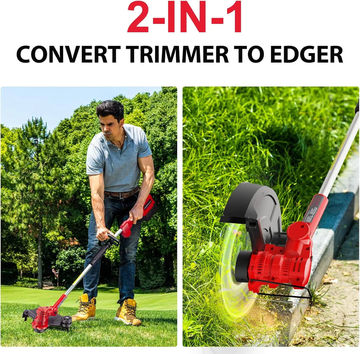PowerSmart 40V MAX String Trimmer & Edger 2-in-1 + 40V Leaf Blower Combo Kit, 4.0Ah Battery and Charger Included (PS76500C)