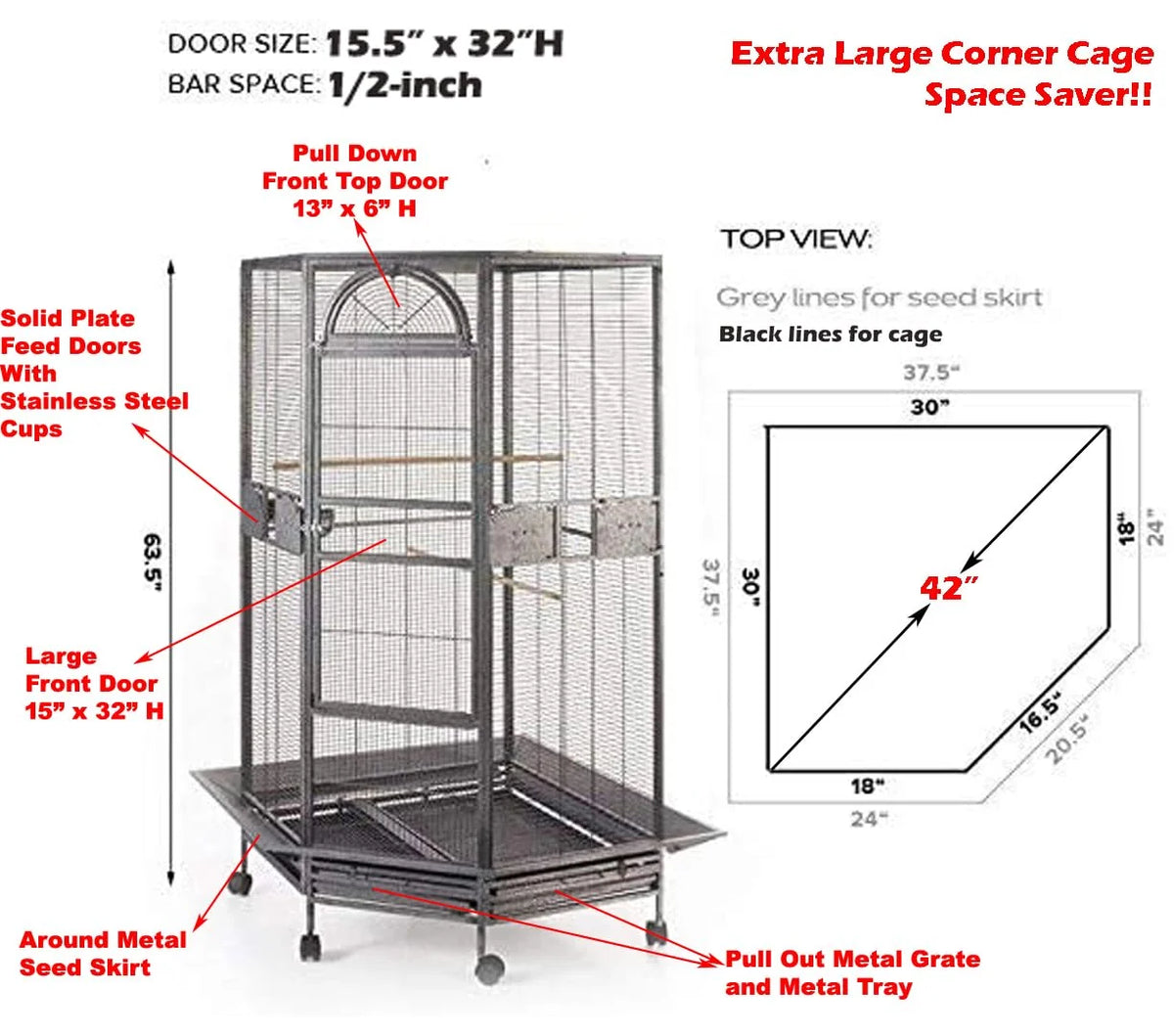 Large Corner Parrot Bird Wrought