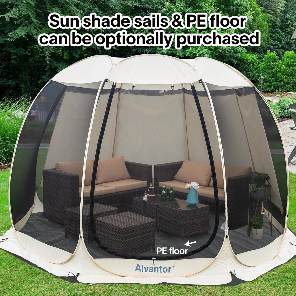 Alvantor Screen House Room Camping 12'x12' Beige Instant Canopy