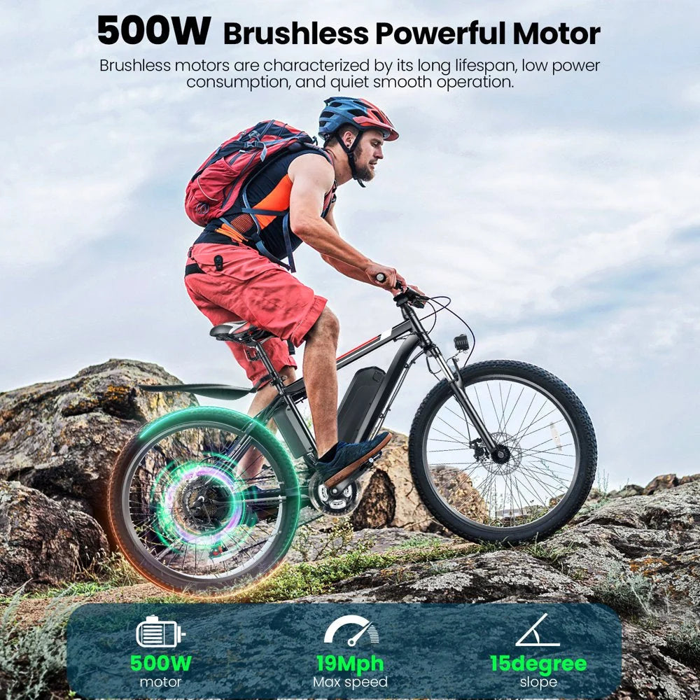 500W Electric Bike 26 Electric Bicycle for Adults with Cruise Control System Ebike