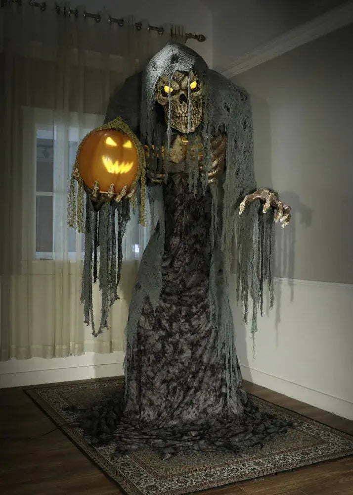 Jack Stalker Animated Prop 7 Feet Lifesize Animatronic Pumpkin Reaper Halloween