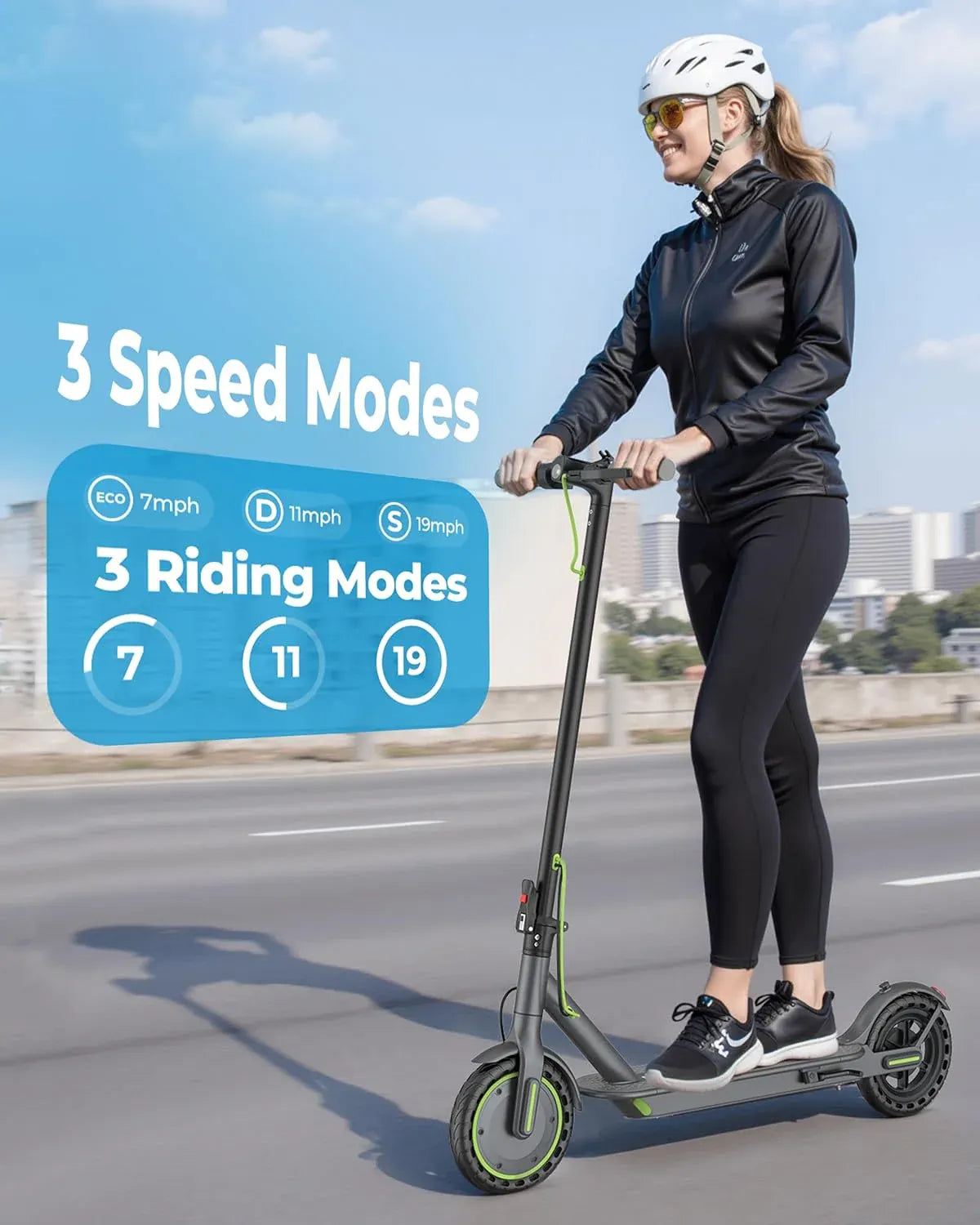 Electric Scooter - 8.5/10'' Solid Tires, 350W/500W Motor, Up to 19-22MPH and 21-24Miles Long-Range Portable Commuting Scooter for Adults with Double Braking System and App
