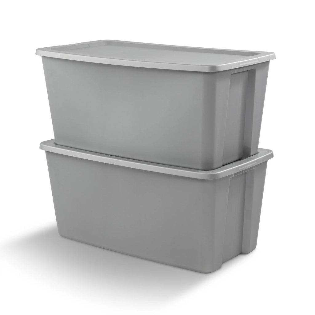 Sterilite 50 Gallon Tote Box Plastic， Titanium， Set of 4