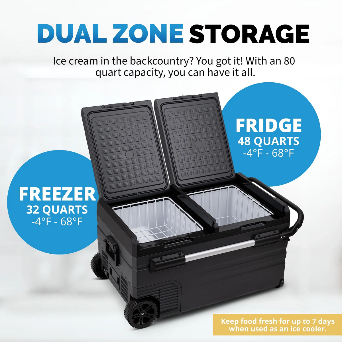 NewAir 12V/24V DC Portable 80 Qt. Electric Car Camping Cooler