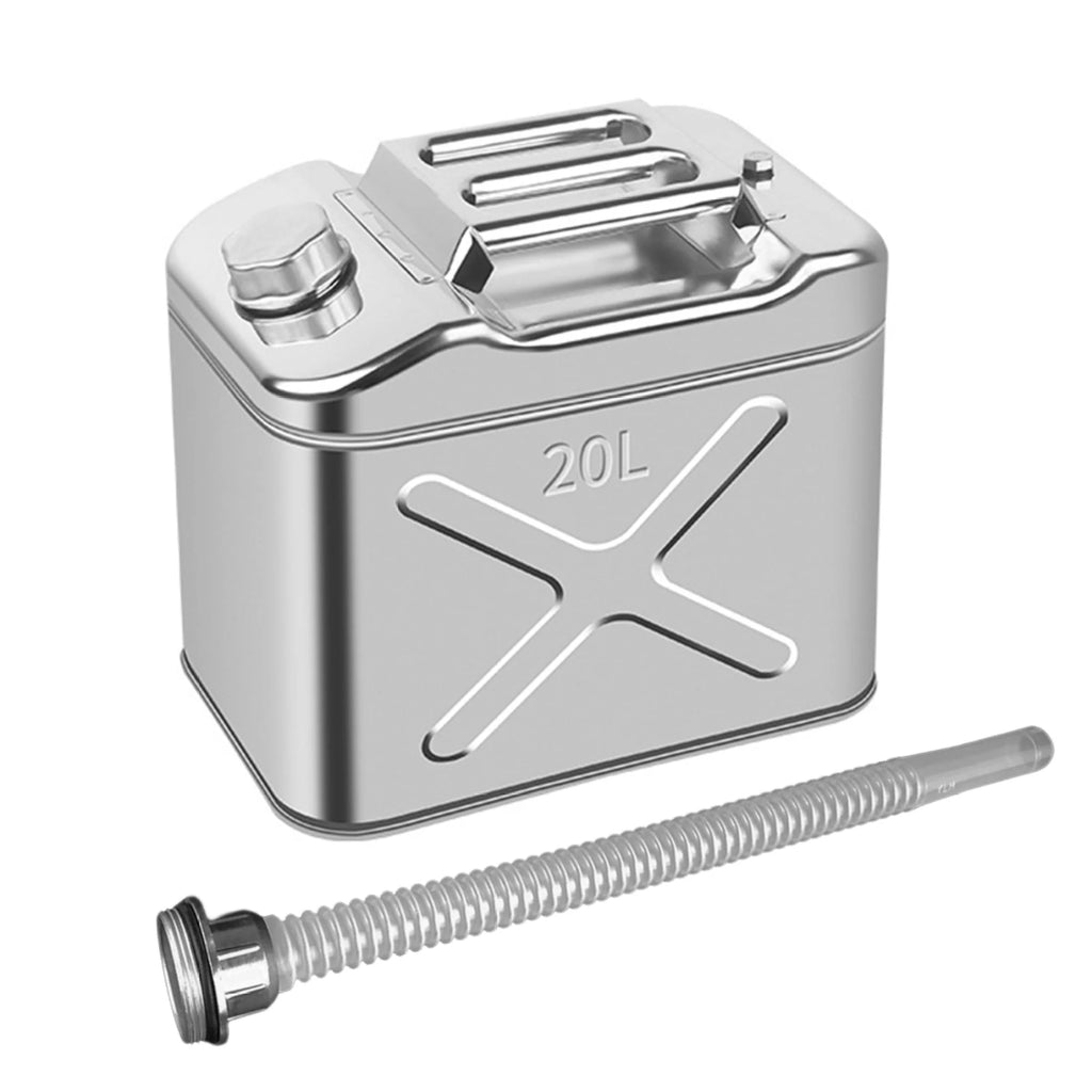 EUBUY 304 Stainless Steel Jerry Can Car Canister Holder Storage Tank with 3 Handles for Water Petrol Oil Water Alcohol 20L