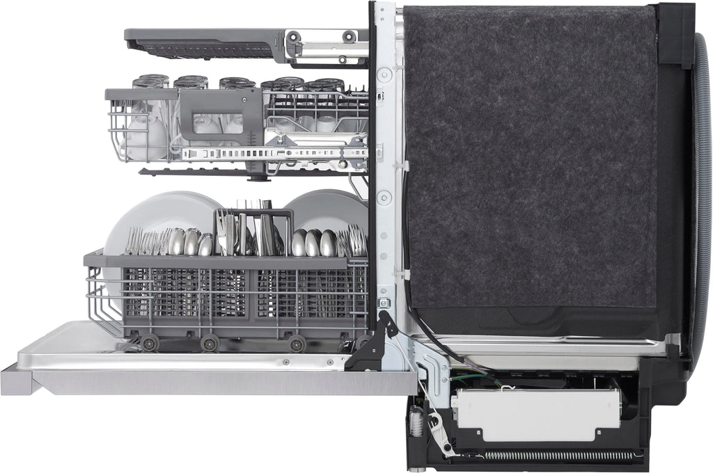 LG - 24 Top Control Smart Built-In Stainless Steel Tub Dishwasher with 3rd Rack, QuadWash and 44db - Stainless steel