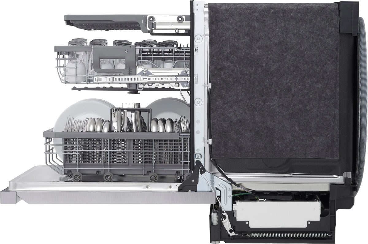LG - 24 Top Control Smart Built-In Stainless Steel Tub Dishwasher with 3rd Rack, QuadWash and 44db - Stainless steel