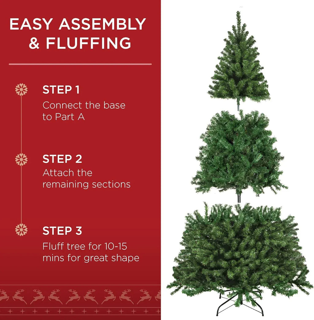 12ft Choice Products 4.5ft Pre-Lit Spruce Artificial Holiday Christmas Tree for Home, Office, Party Decoration w/ 200 Incandescent Lights, 763 Branch Tips, Easy Assembly, Metal Hinges & Foldable Base