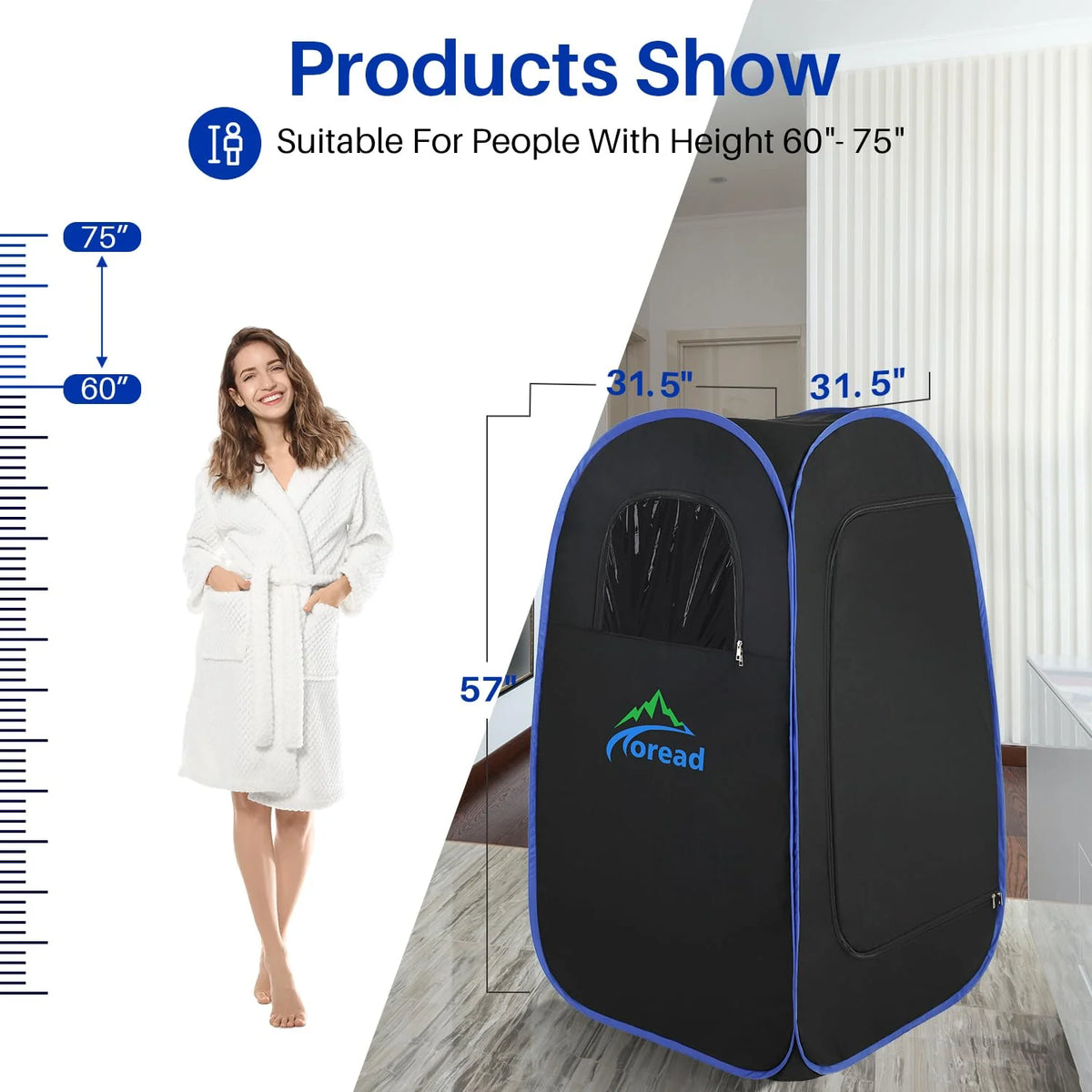 TOREAD Full Body Sauna 300D Canvas, Foldable Steam Saunas Tent with 2.6L & 1000W Steam Generator Remote Control