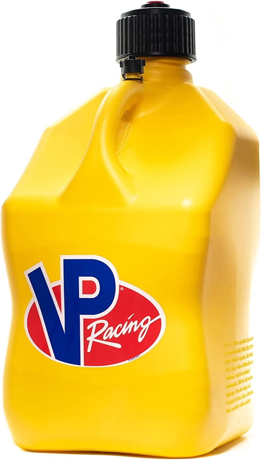 VP Racing 5.5-Gallon Square Motorsport Racing Utility Liquid Fuel Container Jug and 14 Inch Deluxe Hose Kit and Multipurpose Cap, Yellow 4 Pack