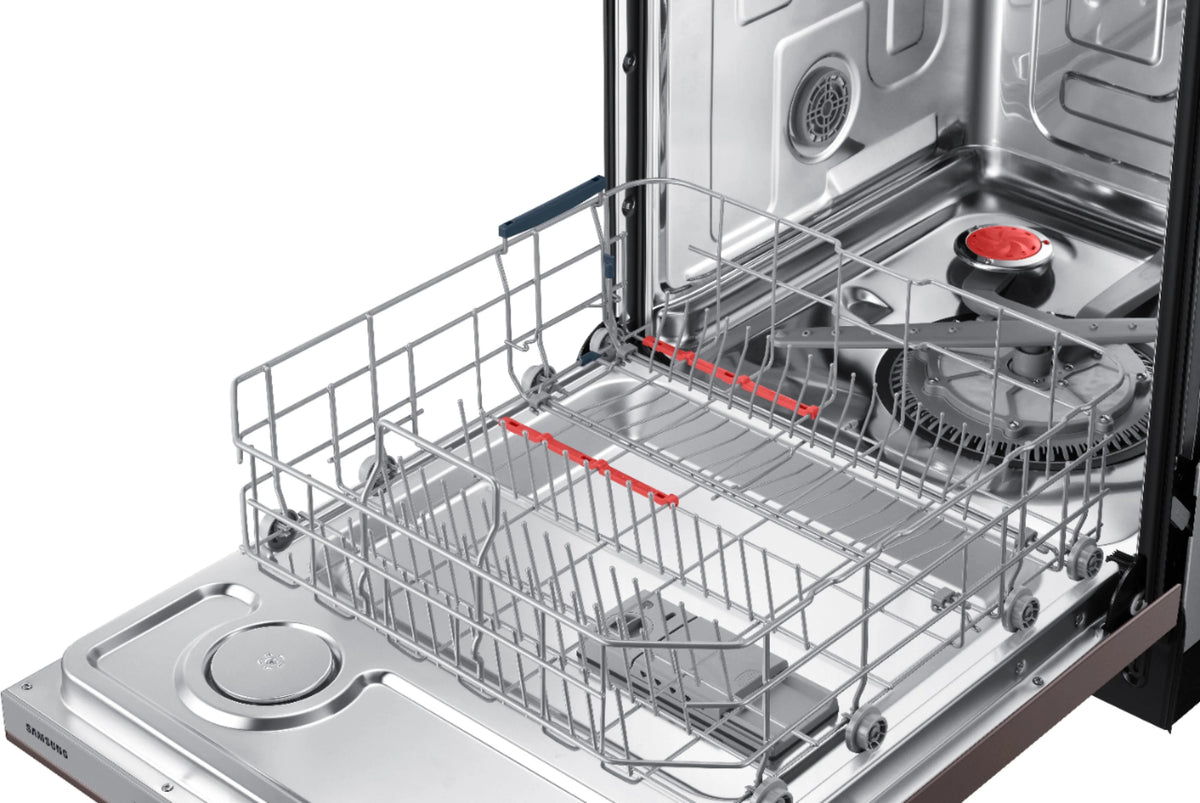 Samsung - StormWash 24 Top Control Built-In Dishwasher with AutoRelease Dry, 3rd Rack, 48 dBA - Tuscan stainless steel