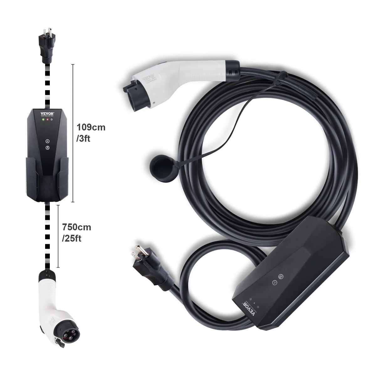 BENTISM Level 1&2 Portable EV Charger (AC 120V, 16A) EV Car Charging Cable, IP66, NEMA 6-20P/5-15P 28 ft for Universal SAE J1772