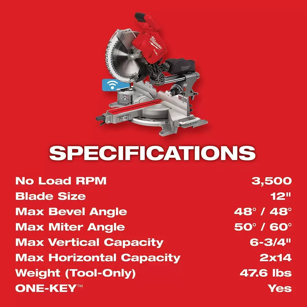 Milwaukee 2739-20 M18 FUEL 18V 12 Dual Bevel Slide Compound Miter Saw-Bare Tool