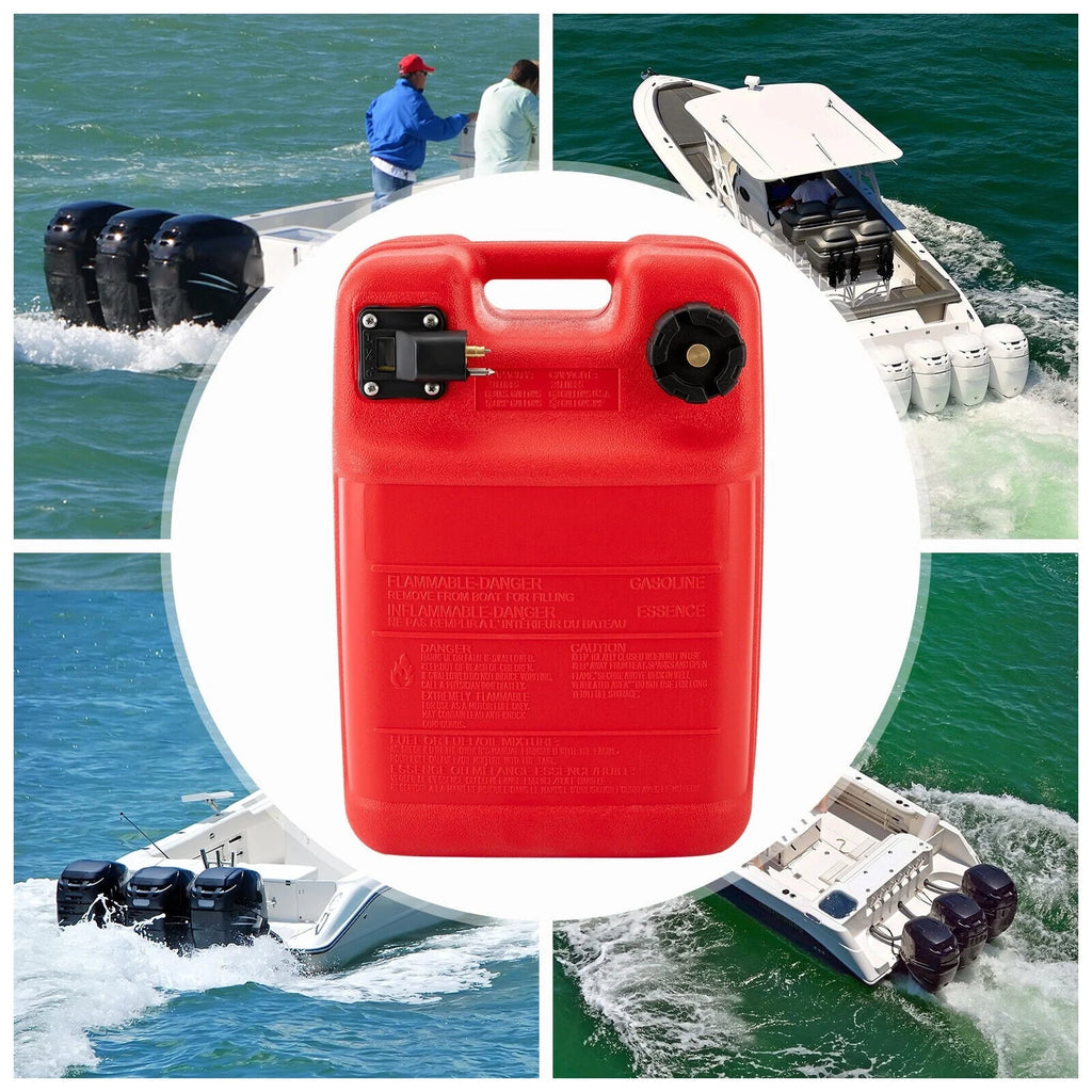 TFCFL Red 6.34 Gallons Portable Boat Fuel Tank Marine Outboard Fuel Tank/Fuel Line