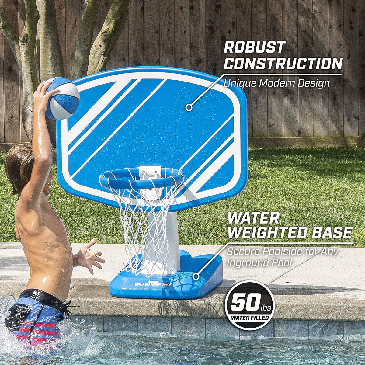 GoSports Splash Hoop Swimming Pool Basketball Game�� Includes Poolside Water Basketball Hoop�� 2 Balls and Pump