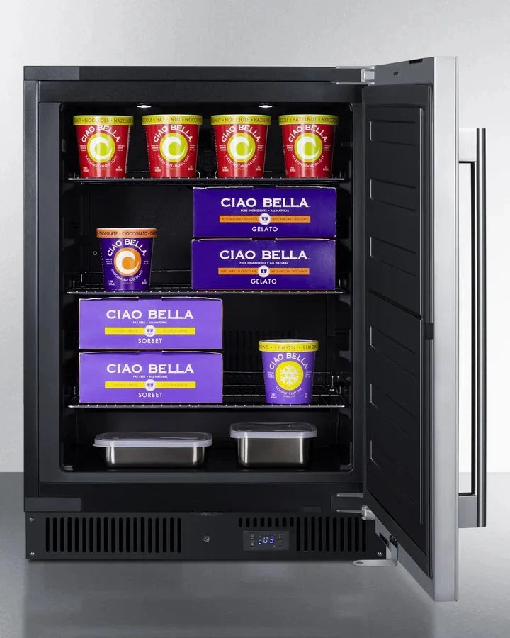 24 Wide Built-In All-Freezer, ADA Compliant, Stainless Steel/Black