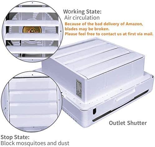 SAILFLO Exhaust Shutter Fan 8 Inch 300 CFM， 2 Direction Reversible Strong Airflow Ventilation Blower for Bathroom Attic Kitchen Window Basement， 8 Diameter Propeller - 12×12Panel