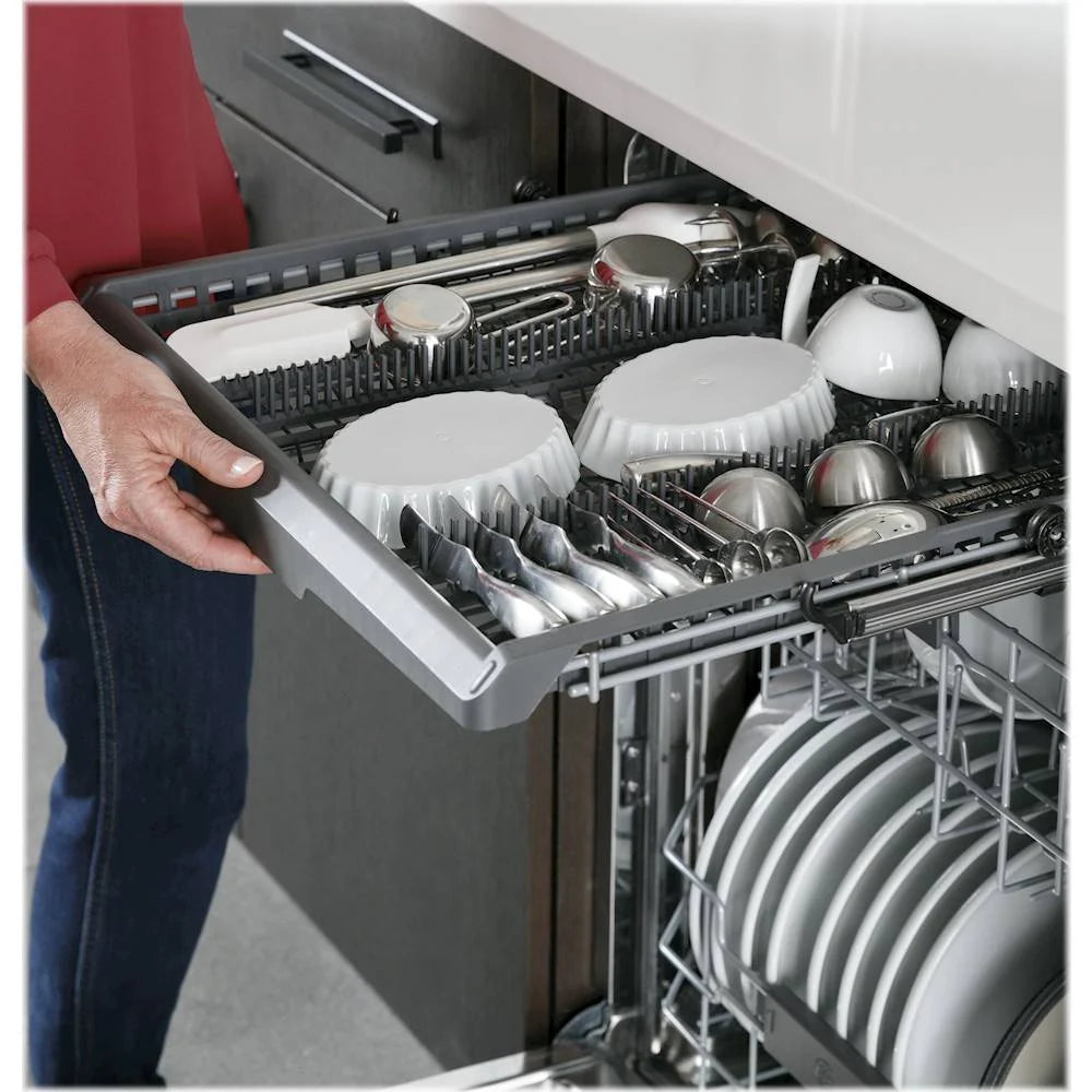 GE Profile - Top Control Built-In Dishwasher with Stainless Steel Tub, 3rd Rack, 45dBA - Black stainless steel