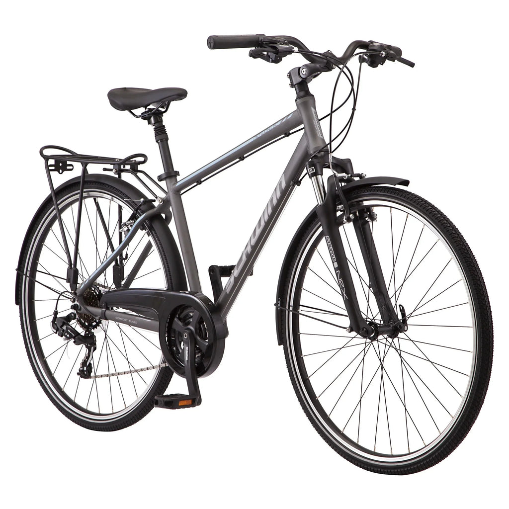 Schwinn Network 6c Hybrid Bike, 21 Speeds, Large 19.5 Mens Style Frame, 700c Wheels, Grey