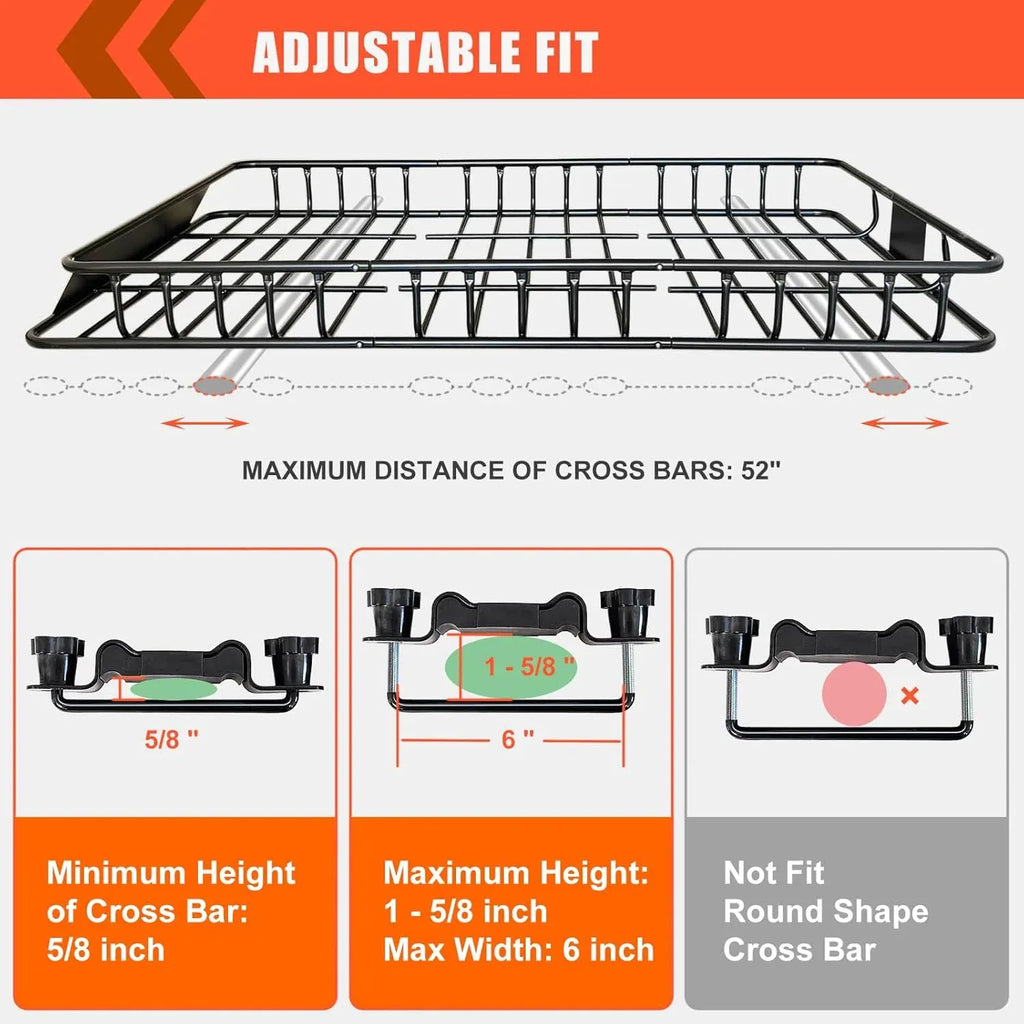 MeeFar Roof Rack Carrier Basket Universal Rooftop 65 X 39 X 6 Large Size Roof Rack + Waterproof Bag 20 Cubic Feet (51 40 17), and Cargo Net with Attachment Hooks, Ratchet Straps