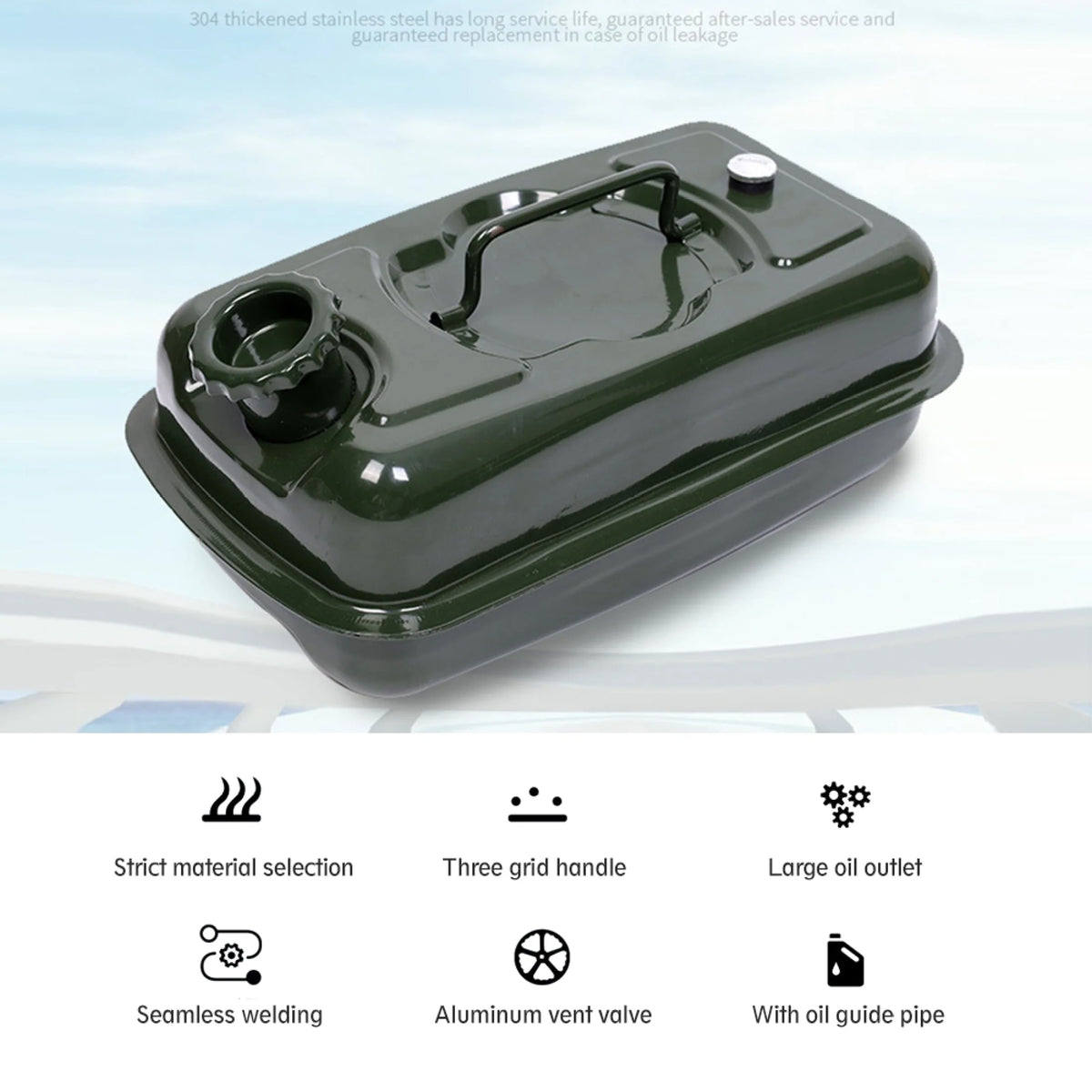 EUBUY 5L Metal Jerry Can 304 Stainless Steel Motorcycle Canister Holder Storage Tank with Handle for Water Petrol Oil Water Alcohol