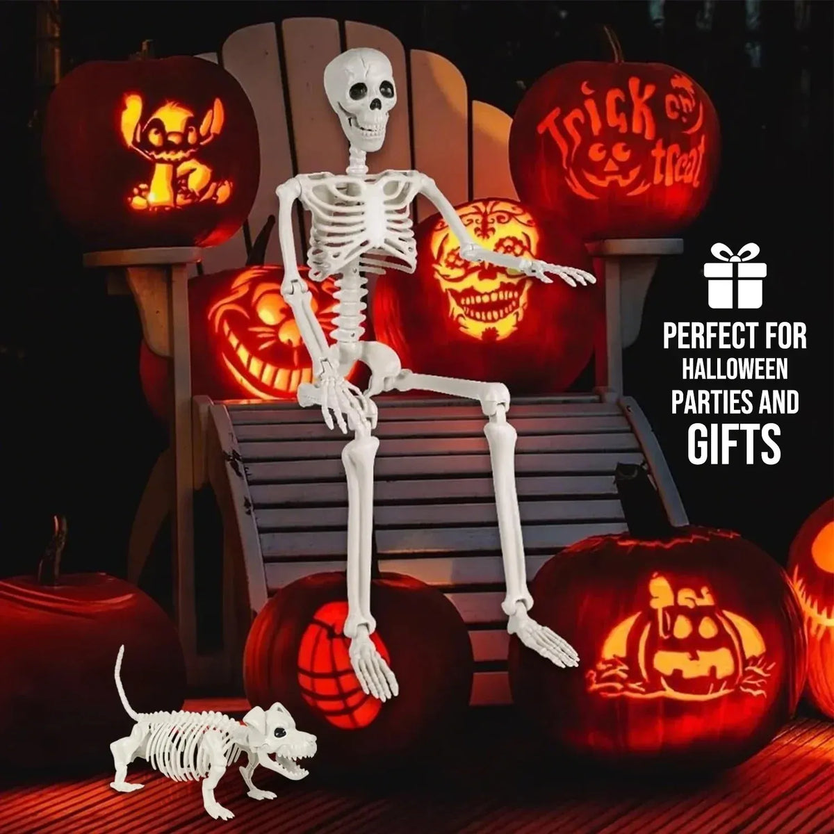 Ayieyill 2pcs Skeleton and Dog Skeleton Indoor Outdoor Halloween Decorations