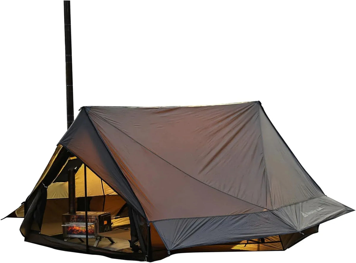 Hot Tent with Stove Jack â?4 Season Waterproof & Windproof Shelter for 1â? People, Lightweight for Camping, Hiking, Hunting & Fishing