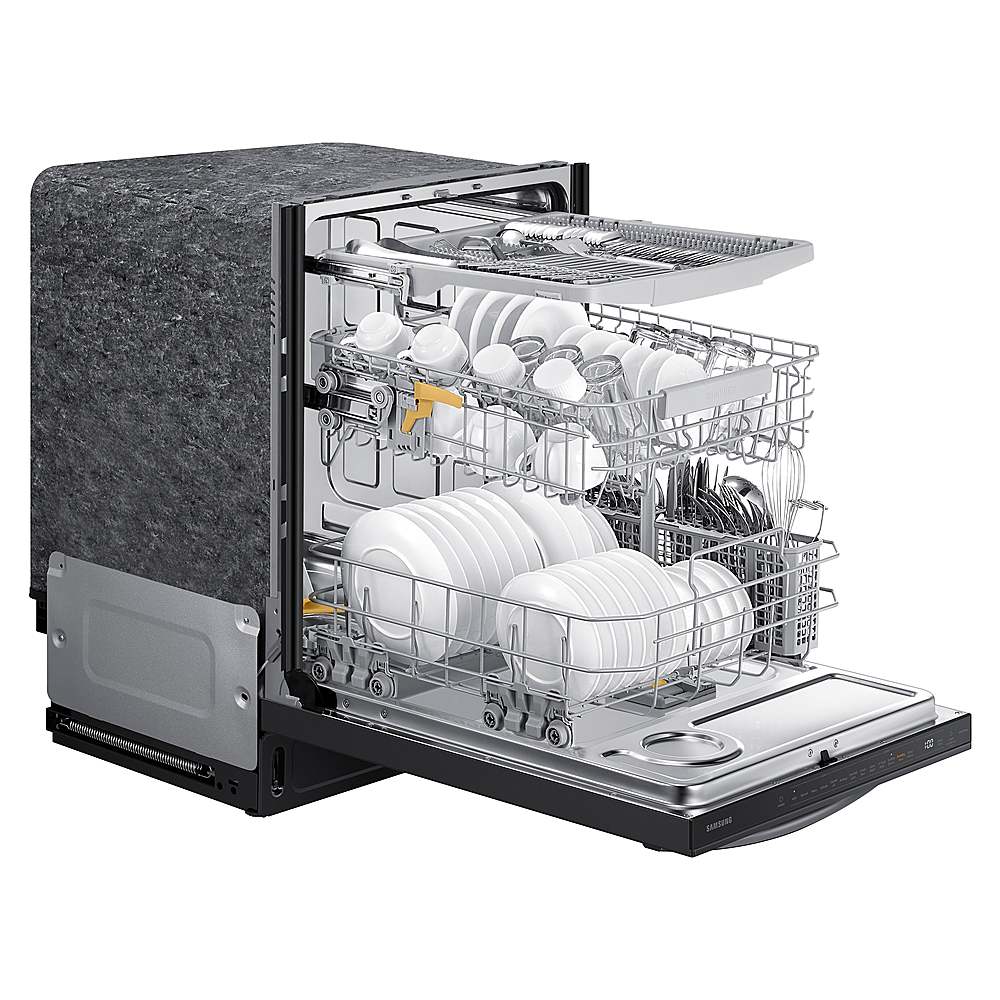 Samsung - Smart 42dBA Dishwasher with StormWash+ and Smart Dry - Black stainless steel