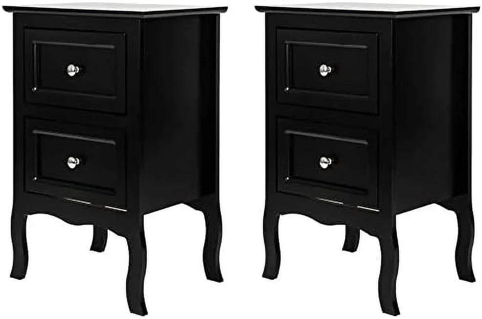 NTTBOBOEC Night Table Modern Wood Night Stand End Table Wooden Bed Side Tables with 2 Drawers Large Space Brown Size 15.74(W) x 11.81(D) x 23.66(H)