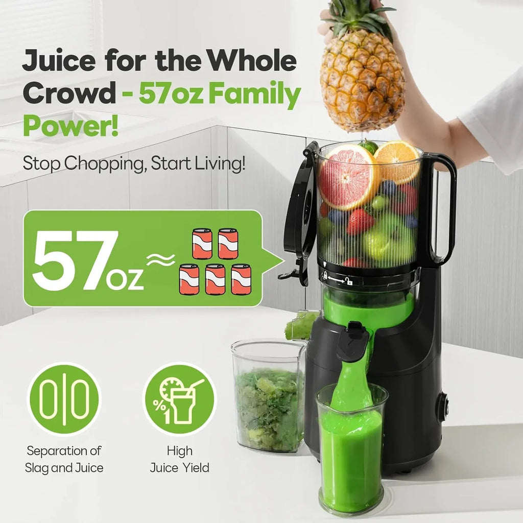 Juicer Machines with 5.3 Mega Mouth & Large Feed Chute, Cold Press Juicer for Whole Fruits & Vegetables, Professional Slow Masticating juicer for Batch Juicing, High Juice Yield Easy to Clean