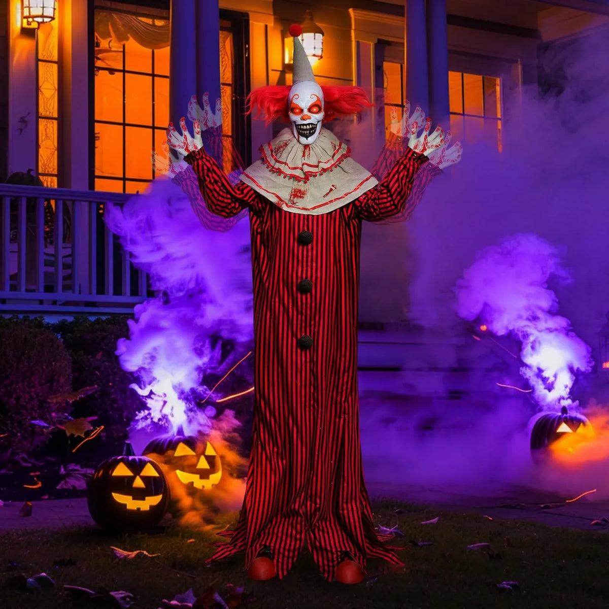 72 Halloween Decorations Outdoor - Standing Animatronic Clown with Red Light...