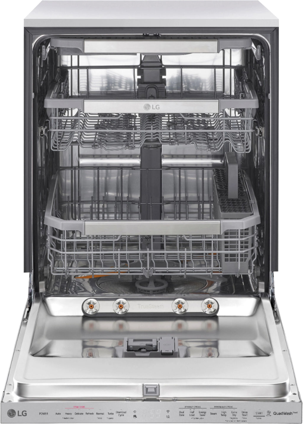 LG - 24 Top Control Smart Built-In Stainless Steel Tub Dishwasher with 3rd Rack, QuadWash and 44db - Stainless steel