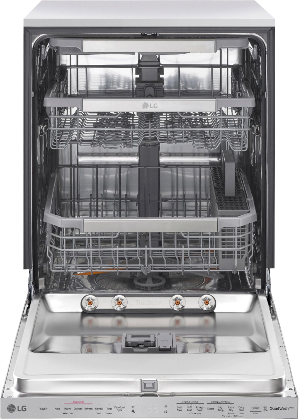 LG - 24 Top Control Smart Built-In Stainless Steel Tub Dishwasher with 3rd Rack, QuadWash and 44db - Stainless steel