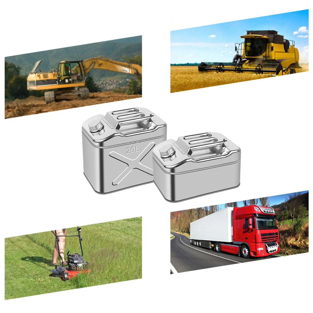 EUBUY 304 Stainless Steel Jerry Can Car Canister Holder Storage Tank with 3 Handles for Water Petrol Oil Water Alcohol 20L