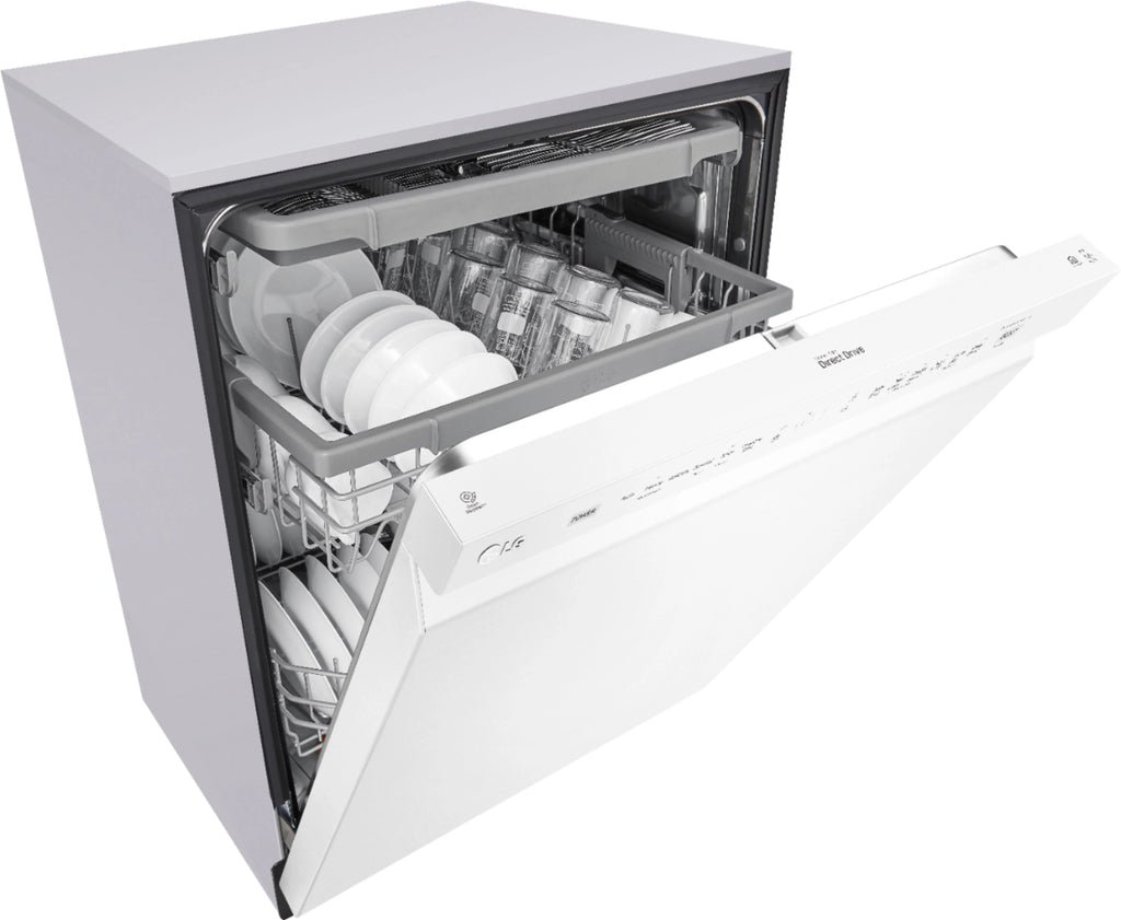 LG - 24 Front Control Smart Built-In Stainless Steel Tub Dishwasher with 3rd Rack, QuadWash, and 48dba - White