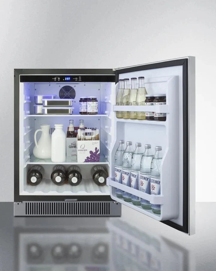 24 Wide Built-In Outdoor All-Refrigerator, Stainless Steel, LHD